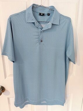 FootJoy Light Blue Printed Men's Golf Polo